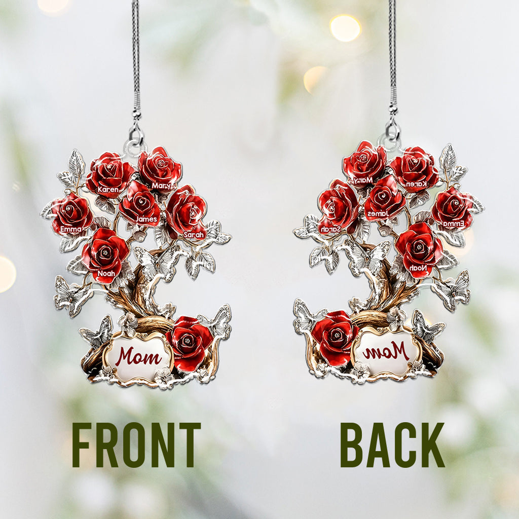 Flowers For Mom Grandma - Personalized Mother Transparent Car Ornament