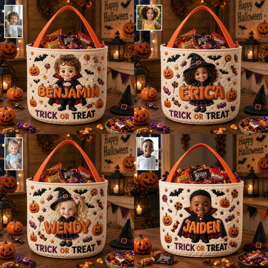 Trick Or Treat - Personalized Kid Canvas Bucket Bag