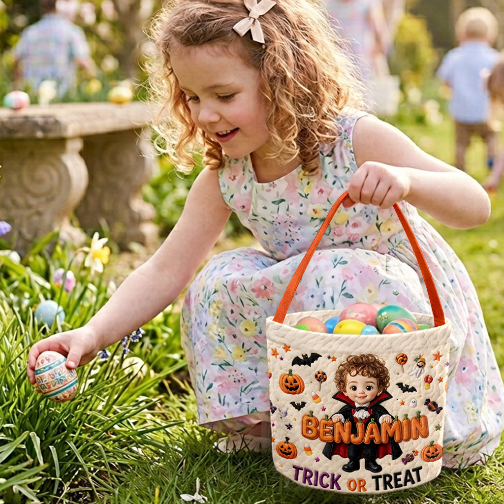 Trick Or Treat - Personalized Kid Canvas Bucket Bag