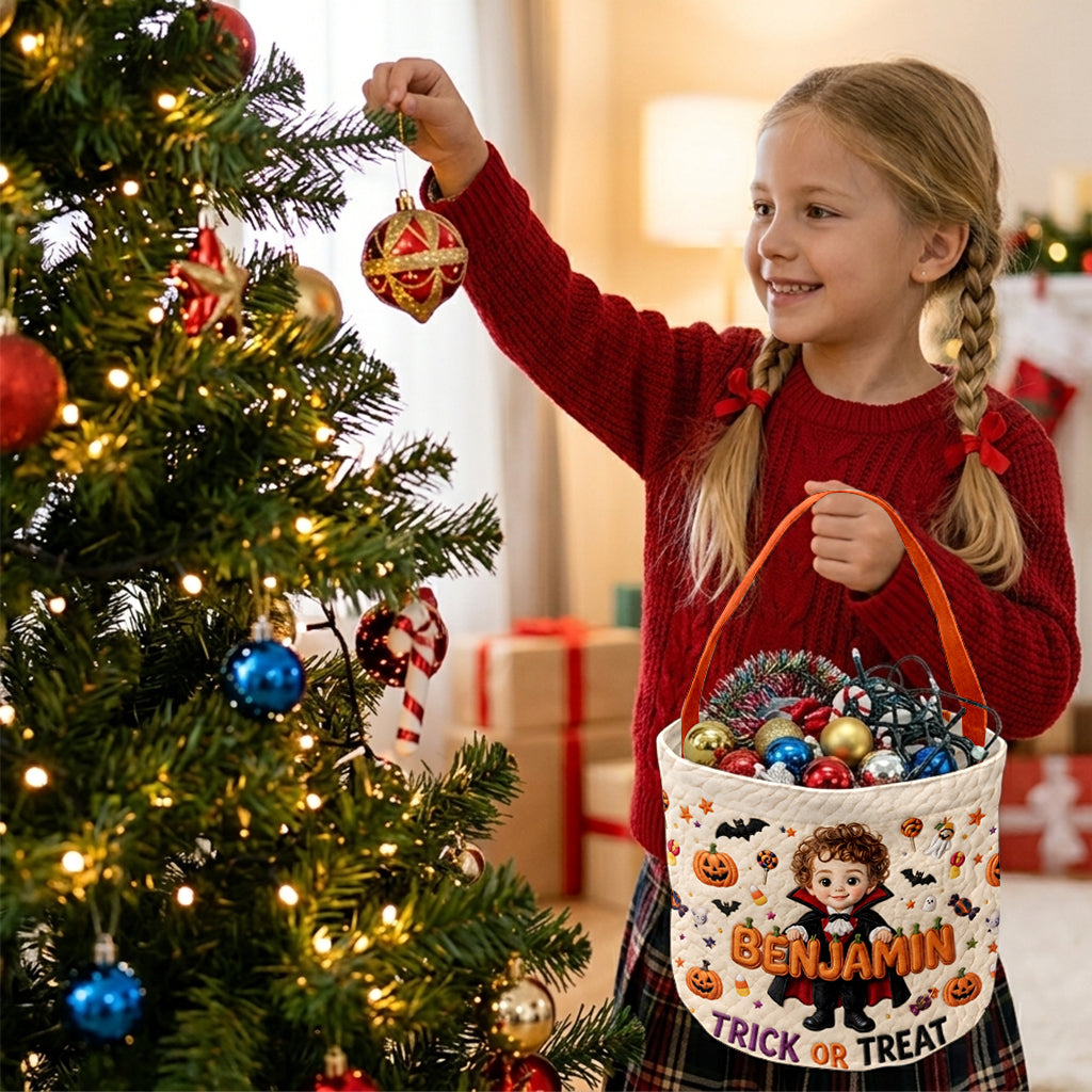 Trick Or Treat - Personalized Kid Canvas Bucket Bag