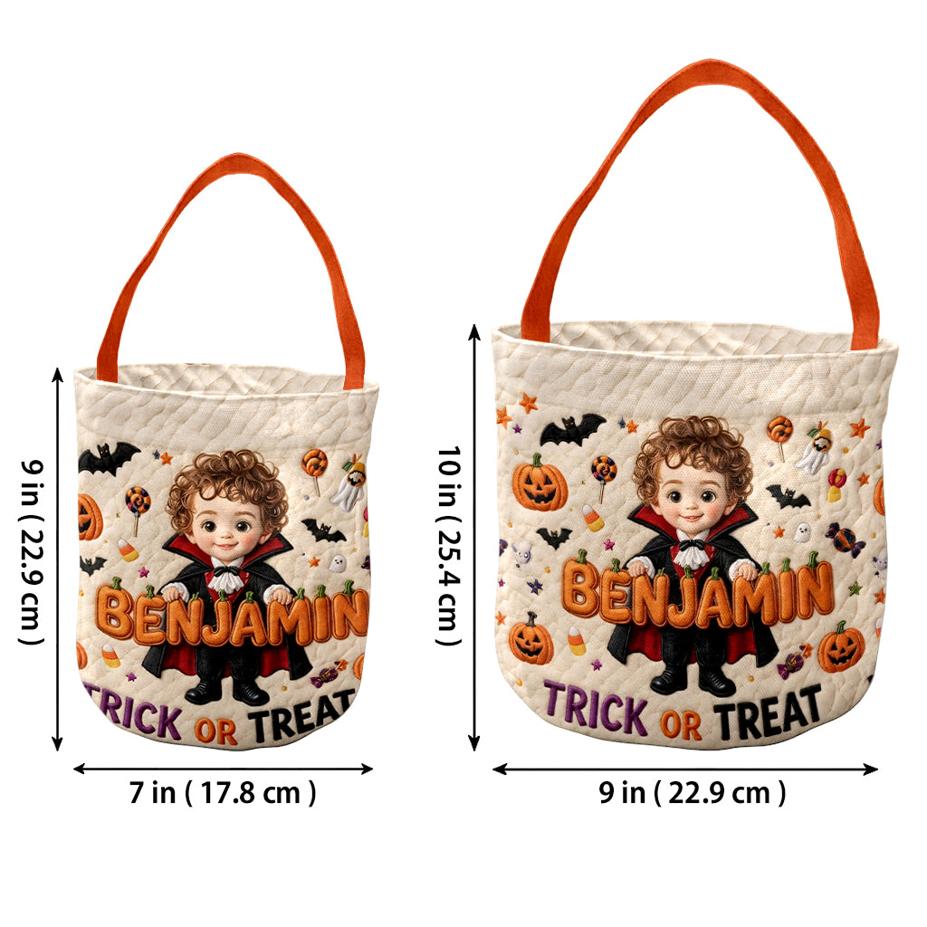 Trick Or Treat - Personalized Kid Canvas Bucket Bag