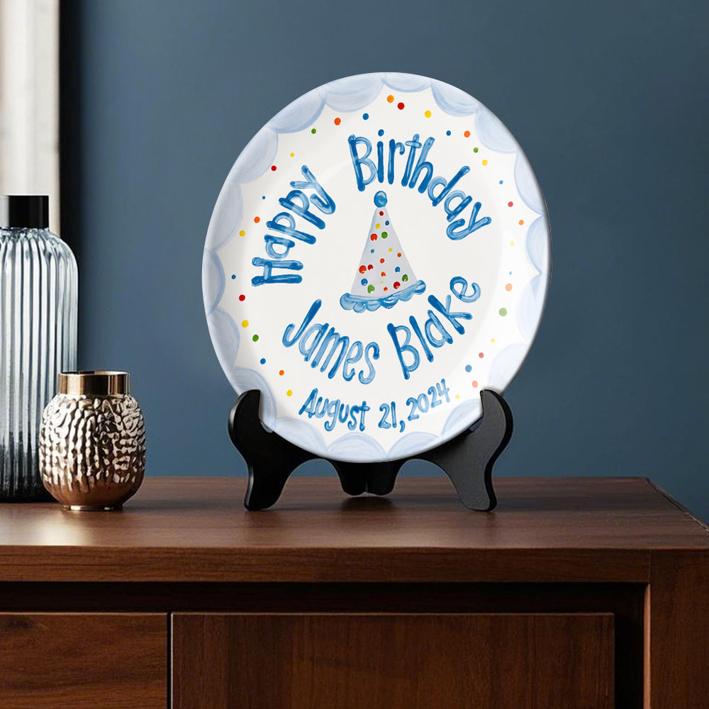Birthday Gift - Personalized Birthday Ceramic Round Plate