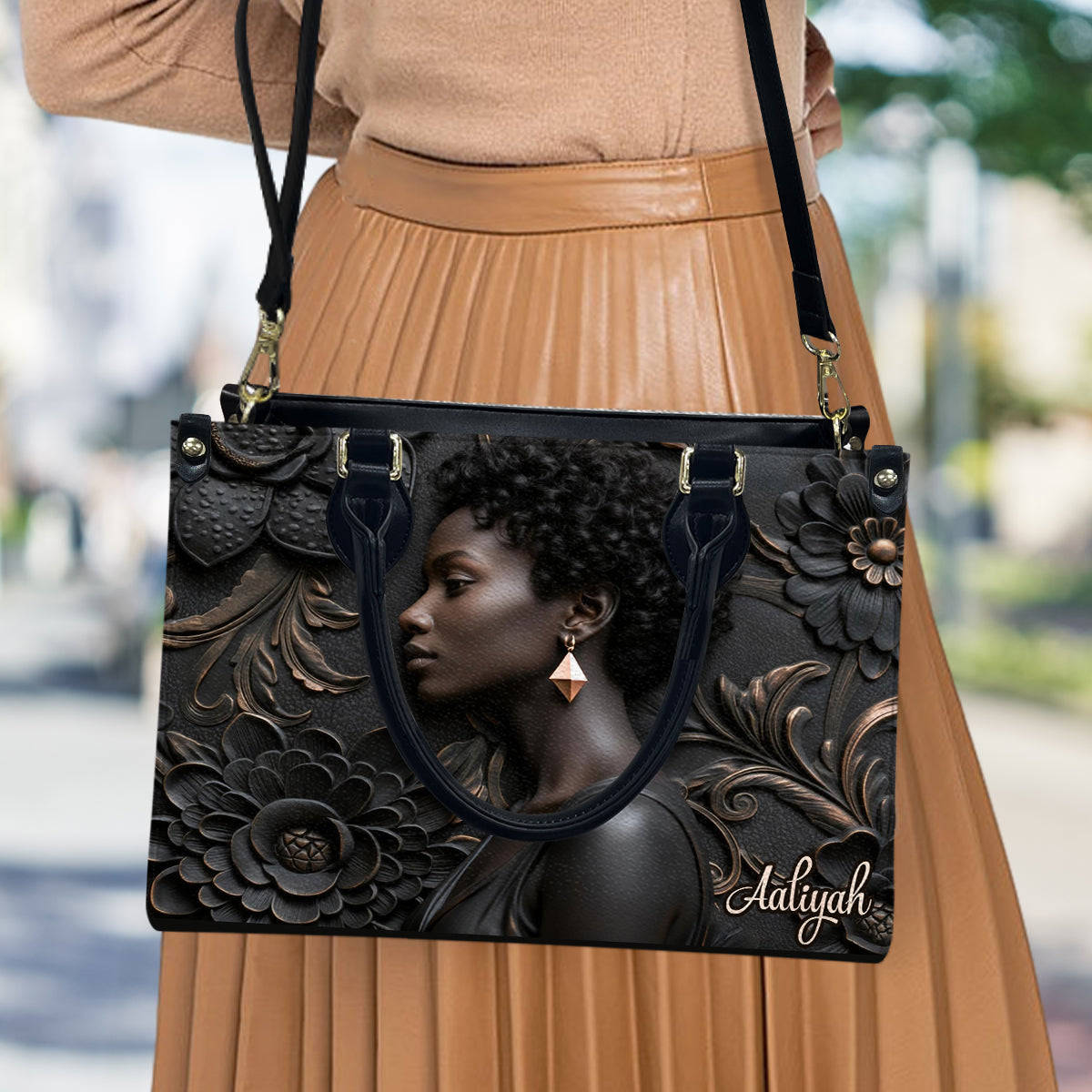 Proud Of Black History - Personalized African American Leather Handbag