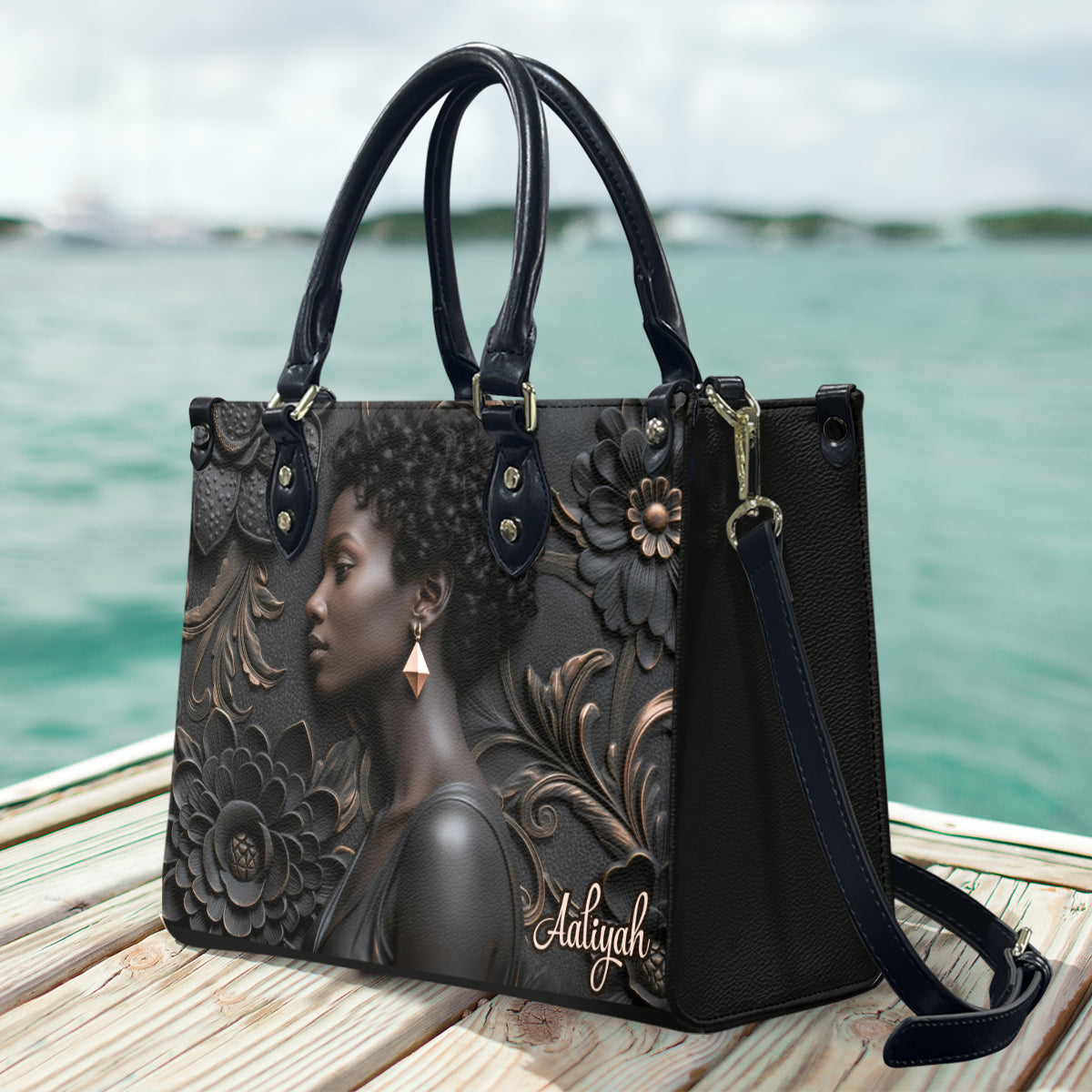 Proud Of Black History - Personalized African American Leather Handbag