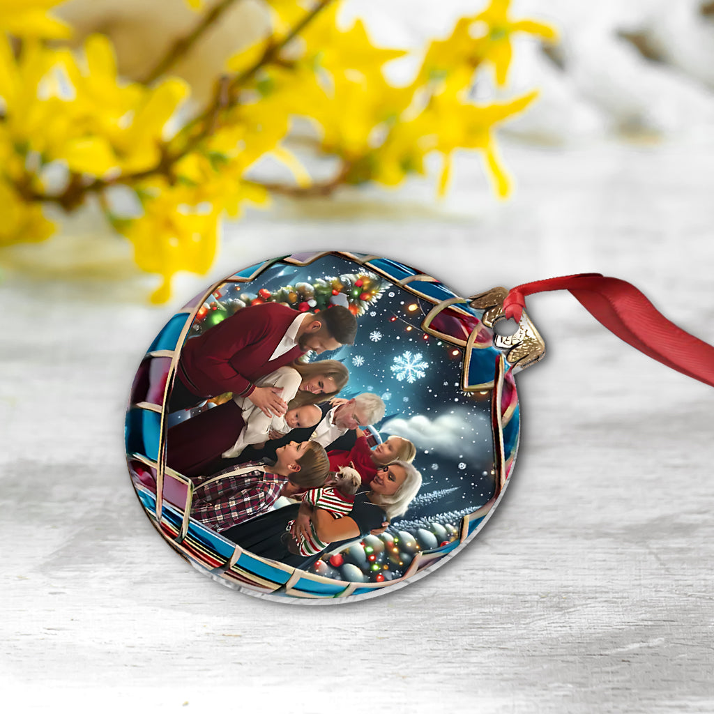 Ball With Snowy Cabin - Personalized Family Ornament