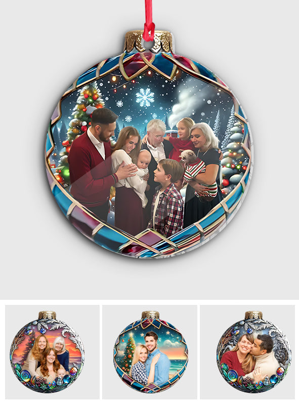 Ball With Snowy Cabin - Personalized Family Ornament