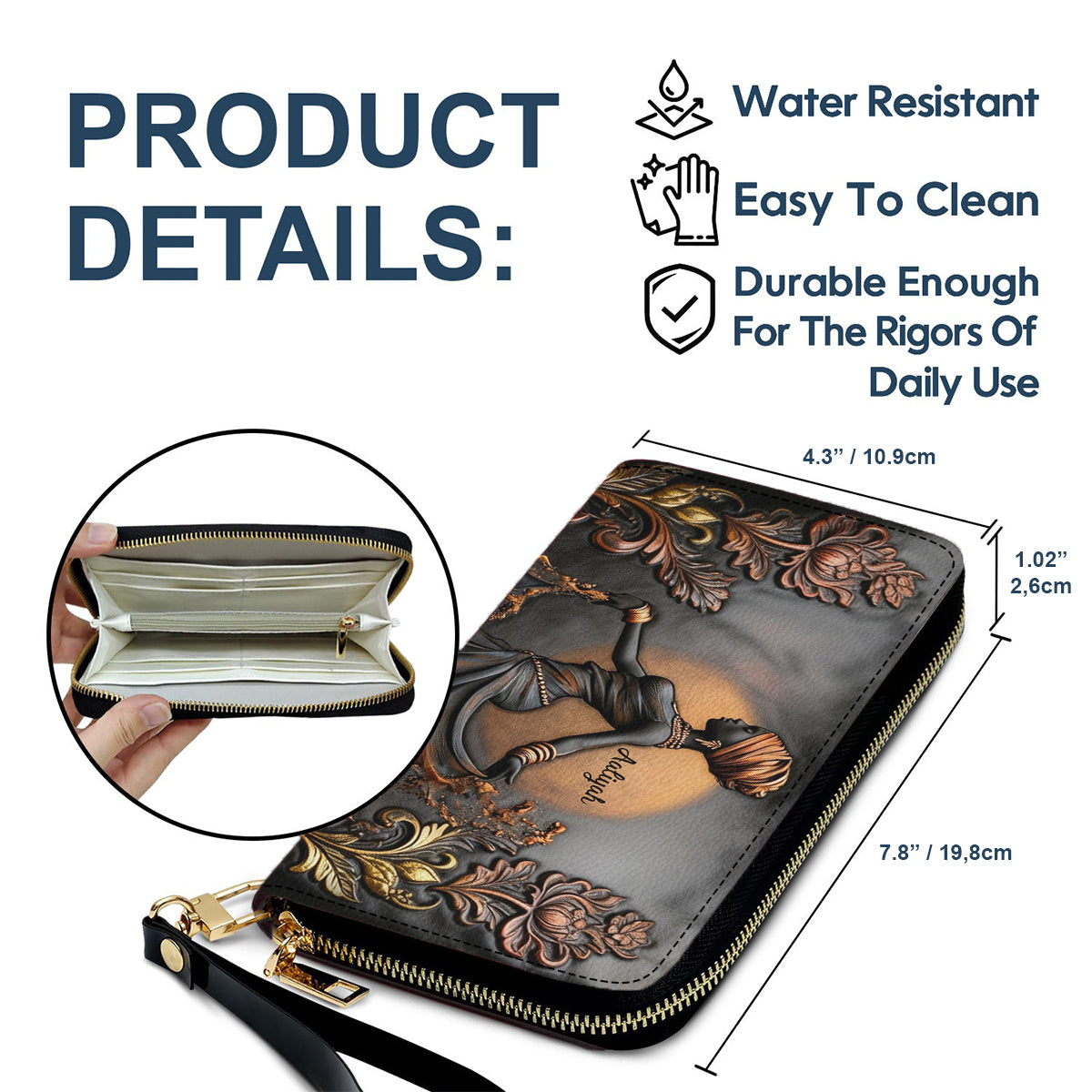 Beautiful Black Woman - Personalized African American Leather Handbag & Leather Long Wallet