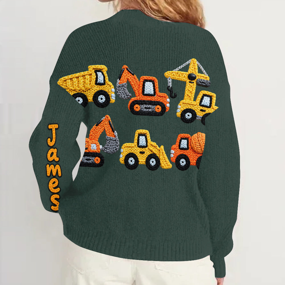 Construction Machines - Personalized Kid Cardigan Sweater