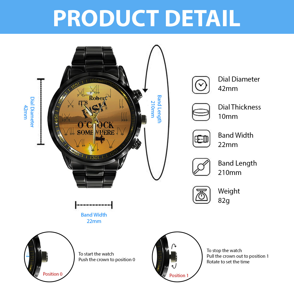 It's Fish O'clock Somewhere - Personalized Fishing Hand Watch