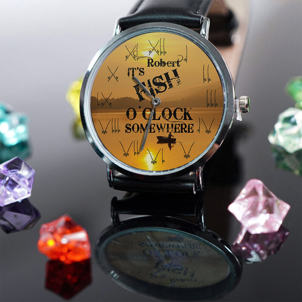 It's Fish O'clock Somewhere - Personalized Fishing Hand Watch
