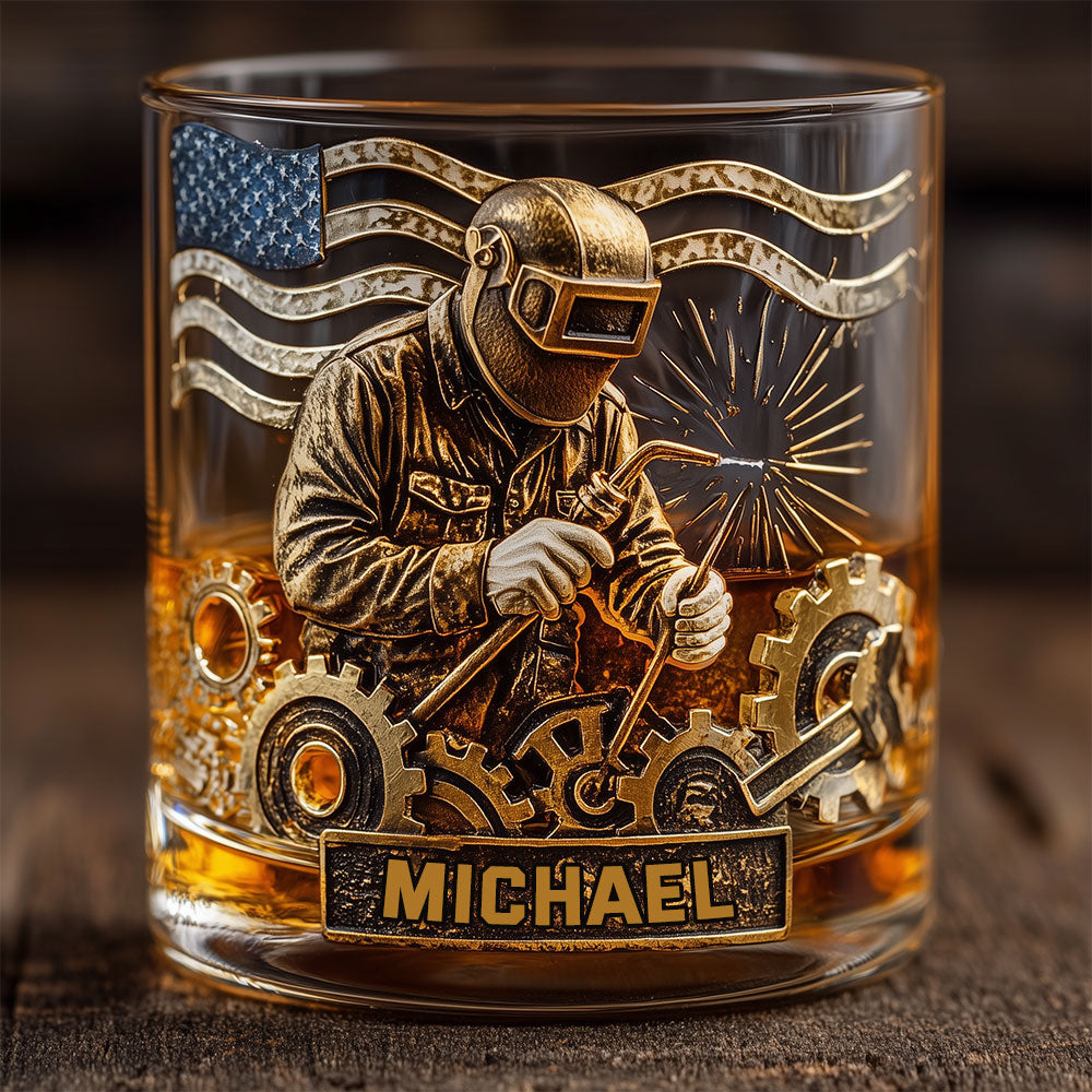 Strong Welders Drink Whiskey - Personalized Welder Whiskey Glass
