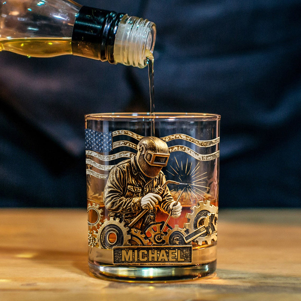 Strong Welders Drink Whiskey - Personalized Welder Whiskey Glass