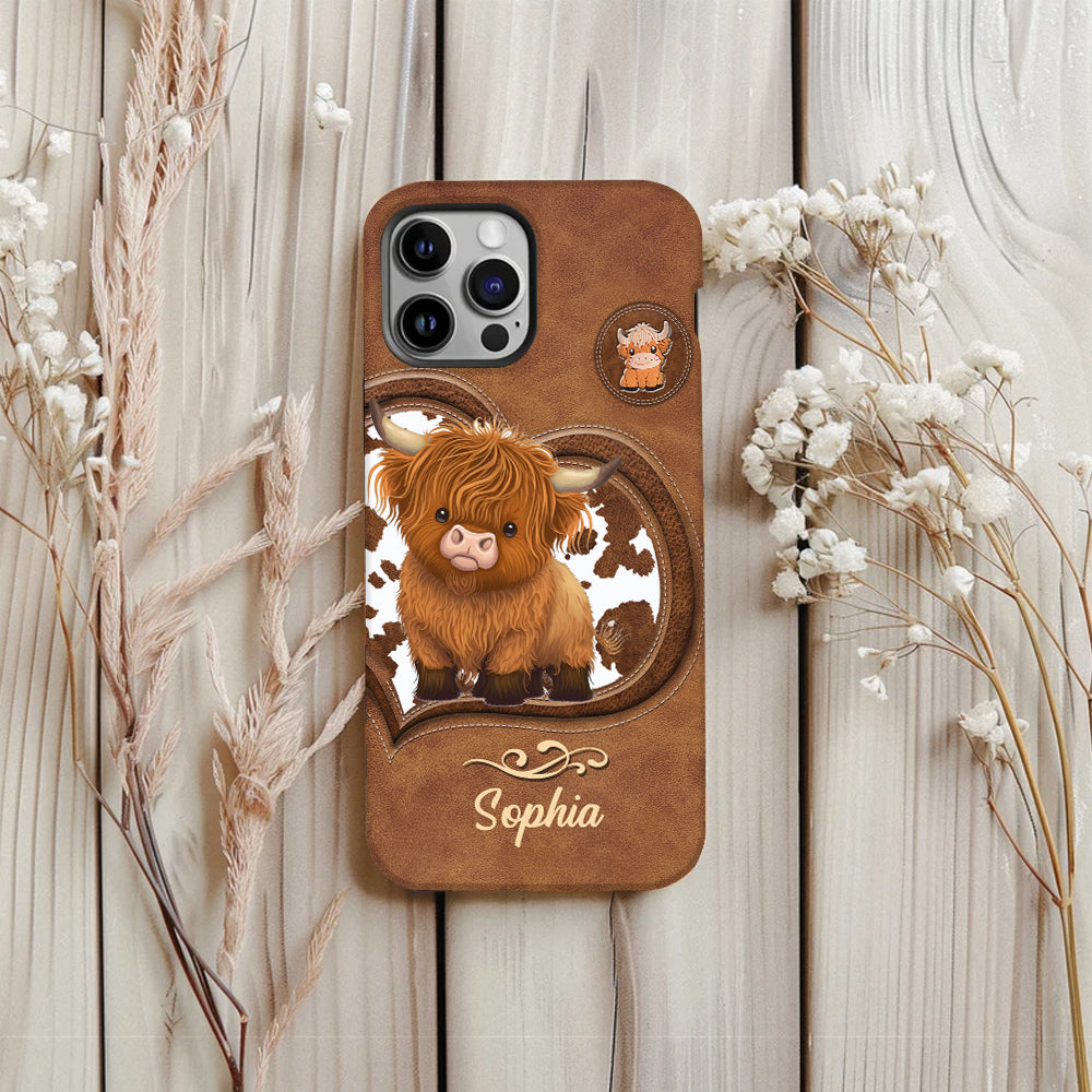 Cute Highland Cow - Personalized Highland Cow Full Print Phone Case