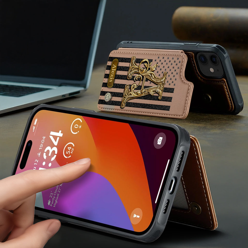 Initial Gift For Him, Gift For Man,... - Personalized Wallet Phone Case