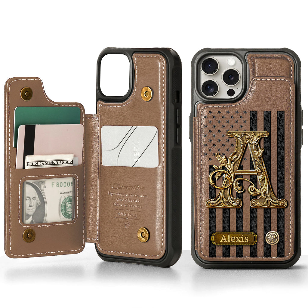 Initial Gift For Him, Gift For Man,... - Personalized Wallet Phone Case