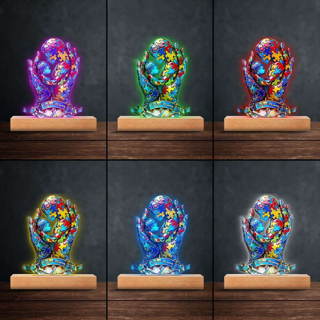 Mom And Kid - Personalized Autism Awareness Custom Shaped Acrylic Plaque