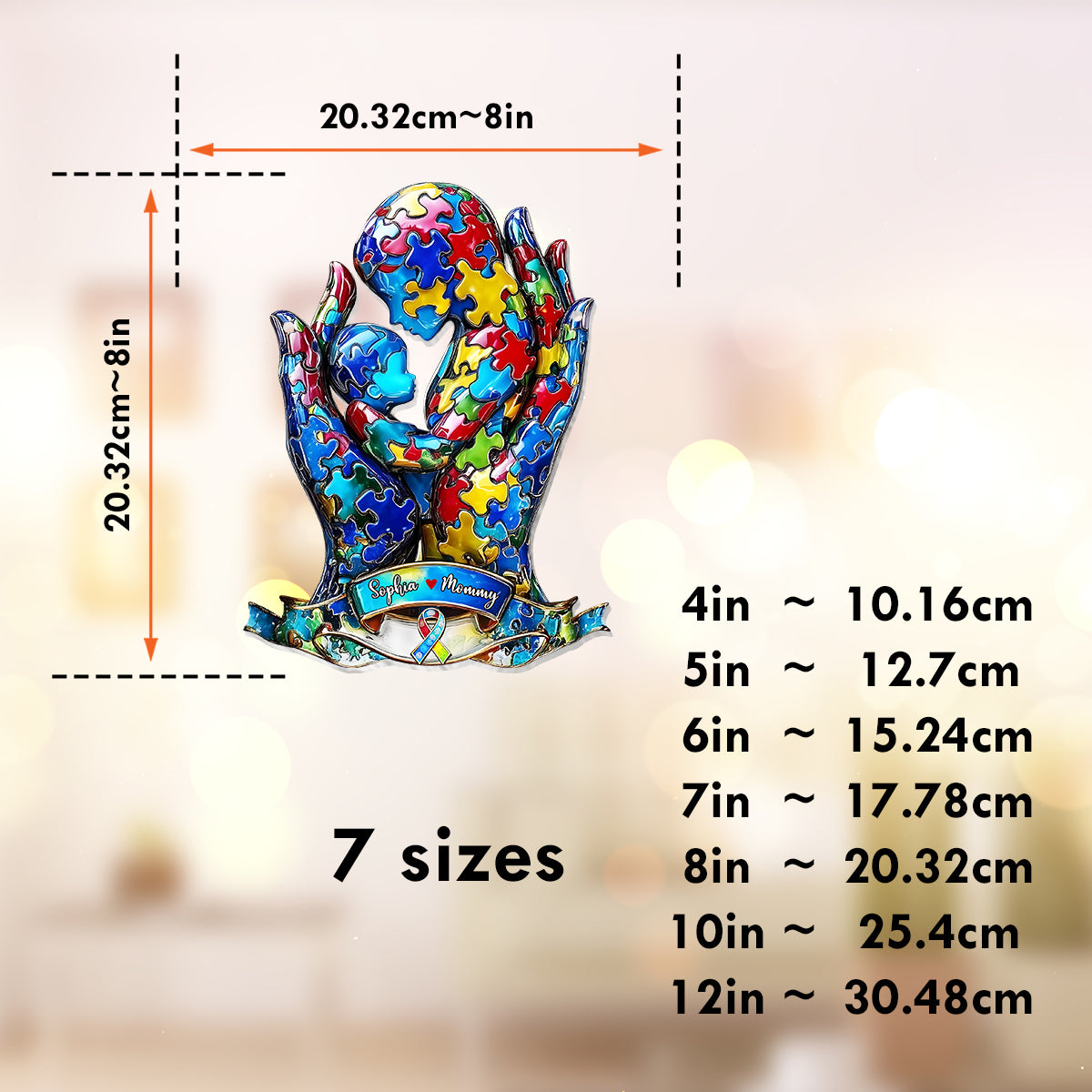 Mom And Kid - Personalized Autism Awareness Window Hanging Suncatcher Ornament