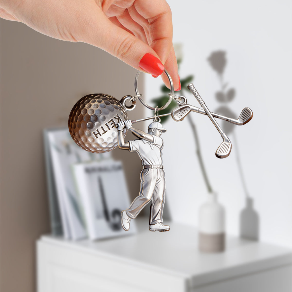 Love Golf - Personalized Golf Keychain With Charms