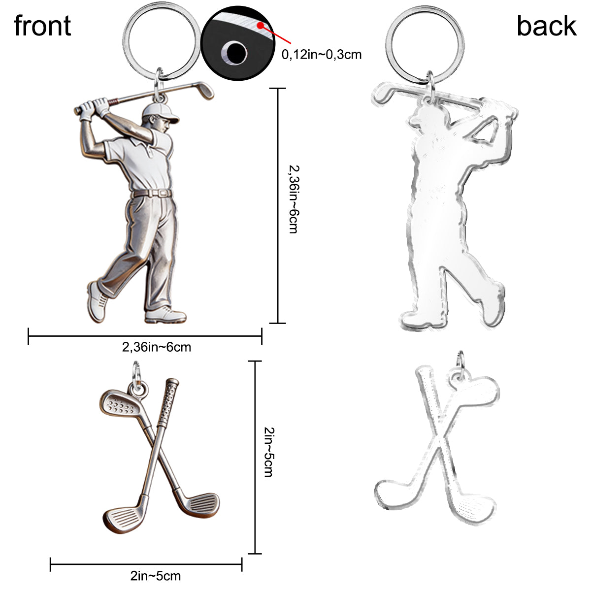 Love Golf - Personalized Golf Keychain With Charms