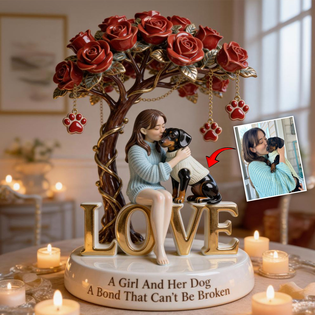 A Girl and Her Dog - Personalized Dog Custom Shaped Acrylic Plaque