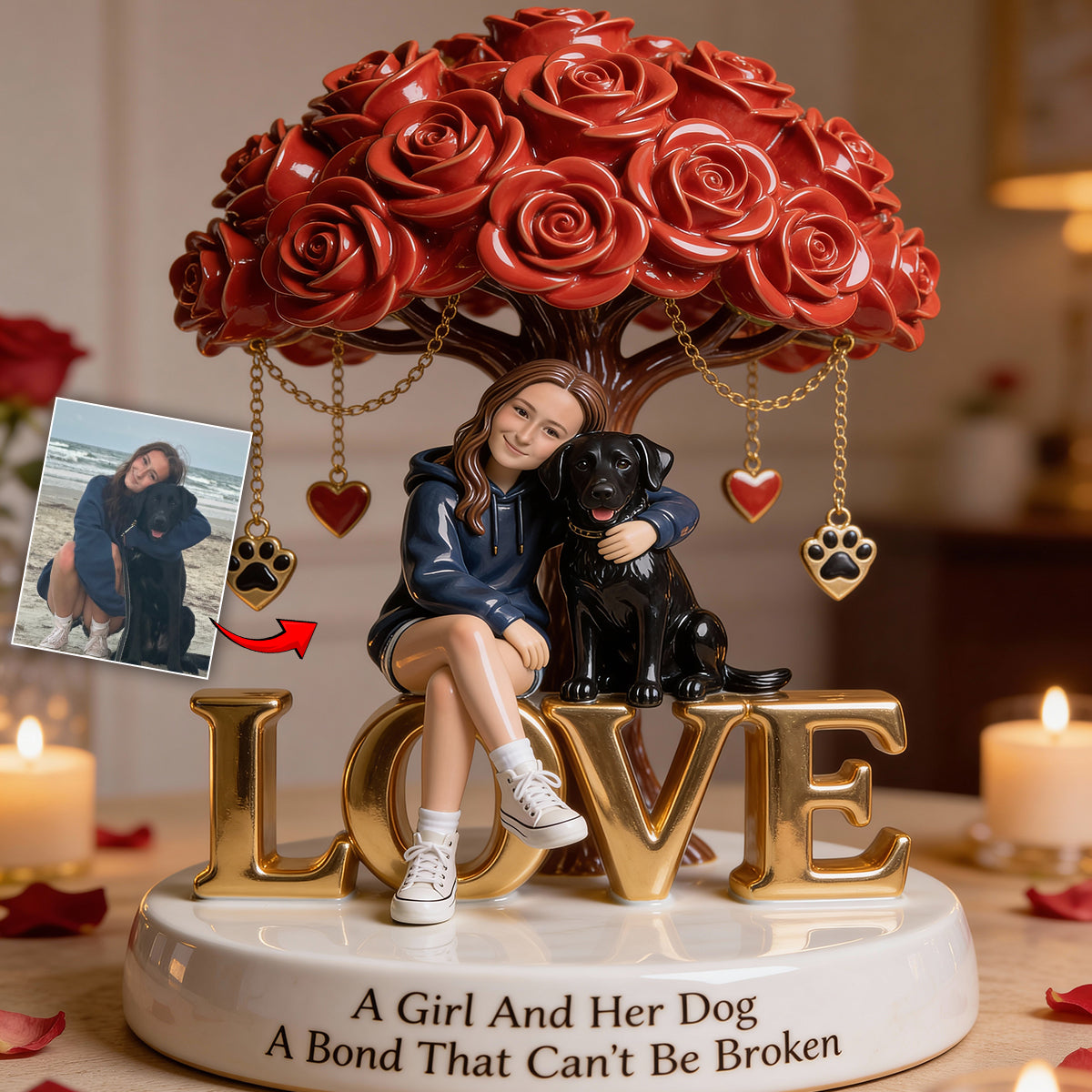 A Girl and Her Dog - Personalized Dog Custom Shaped Acrylic Plaque