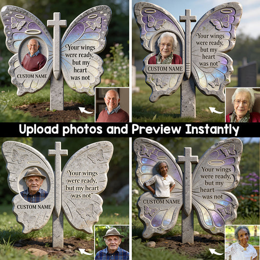 Your Wings Were Ready - Personalized Memorial Acrylic Garden Sign/ Acrylic Plaque Sign