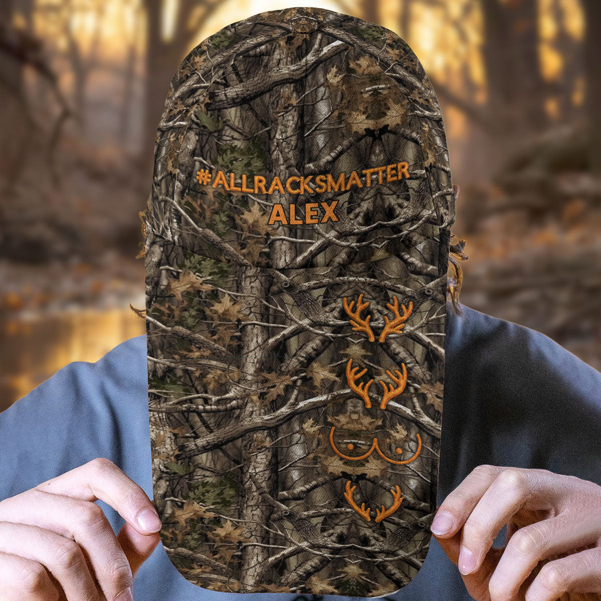 All Racks Matter Camo - Personalized Hunting Extra Long Bill Hat