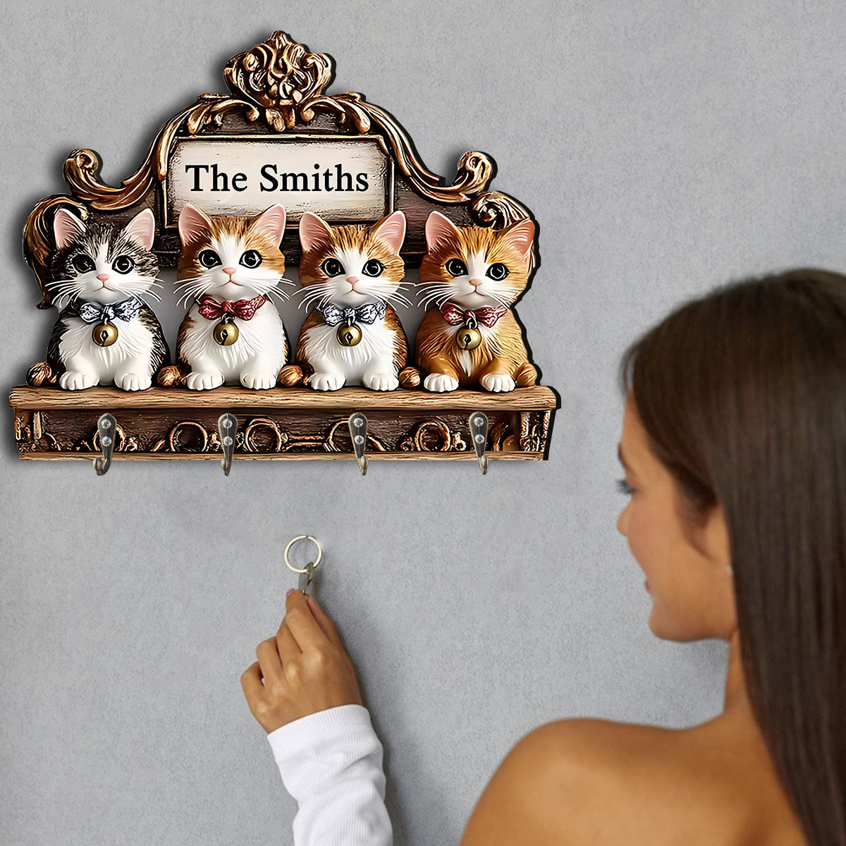 Welcome Home - Personalized Cat Custom Shaped Hanging Rack