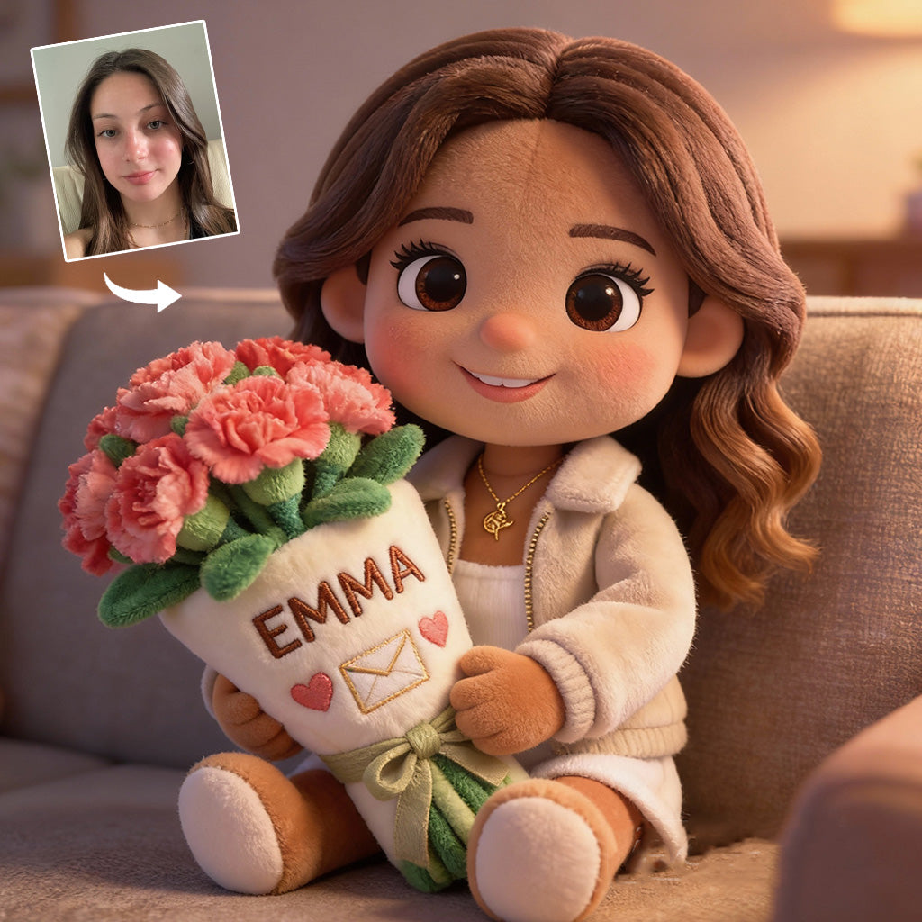 Custom Any Photo Birthmonth Flower - Personalized Self Love Faux Fur Shaped Pillow