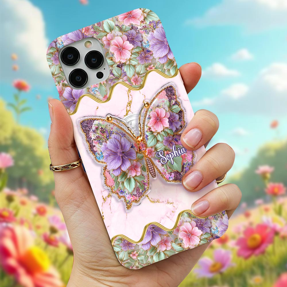 Love Butterfly - Personalized Butterfly Full Print Phone Case & Phone Grip