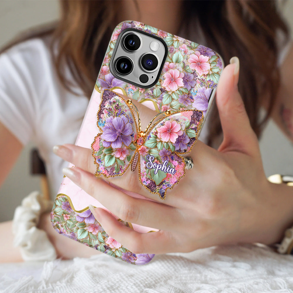 Love Butterfly - Personalized Butterfly Full Print Phone Case & Phone Grip