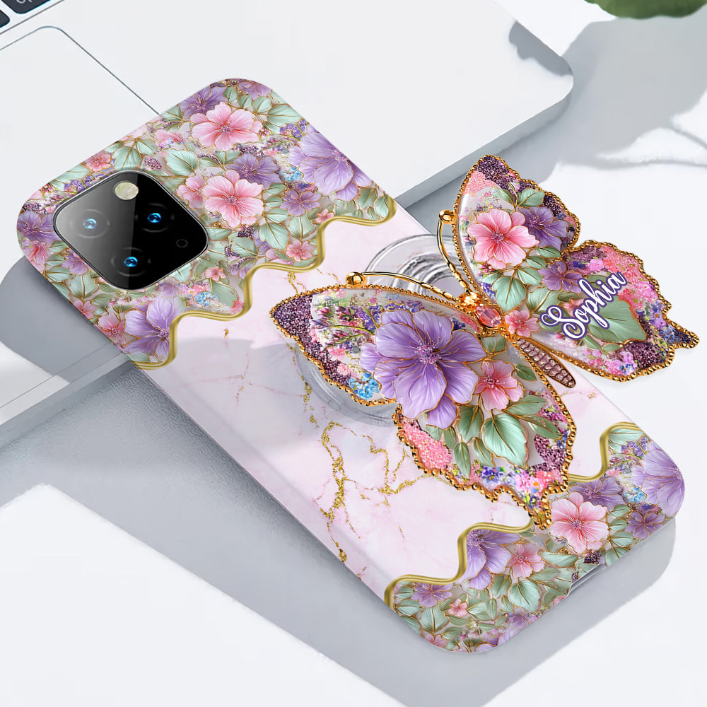 Love Butterfly - Personalized Butterfly Full Print Phone Case & Phone Grip