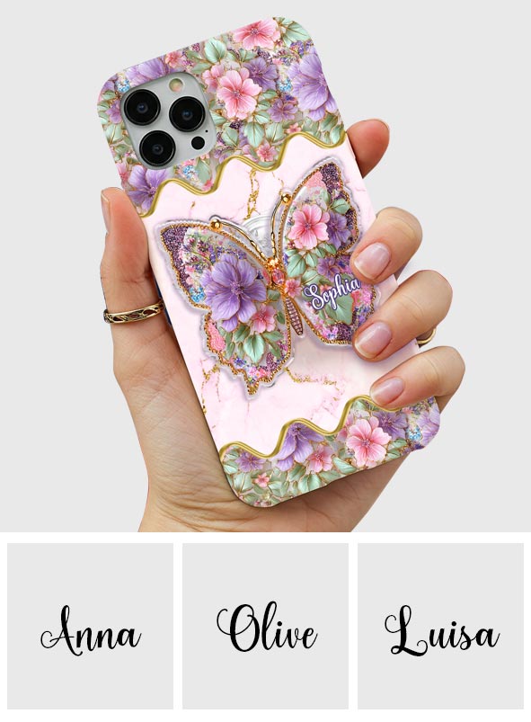 Love Butterfly - Personalized Butterfly Full Print Phone Case & Phone Grip