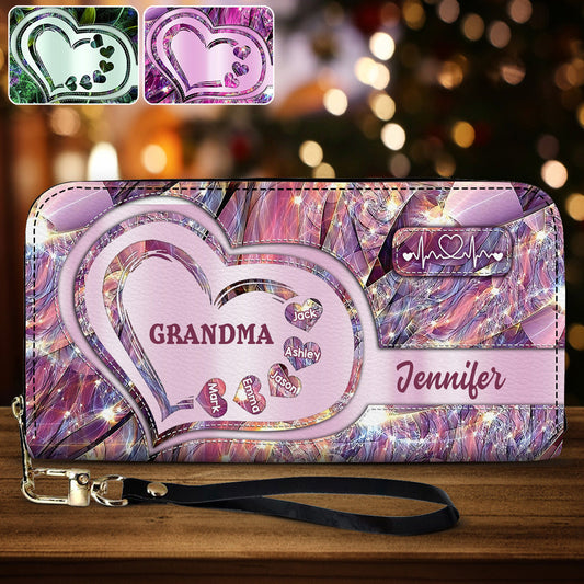 Best Grandma Ever - Personalized Grandma Leather Long Wallet