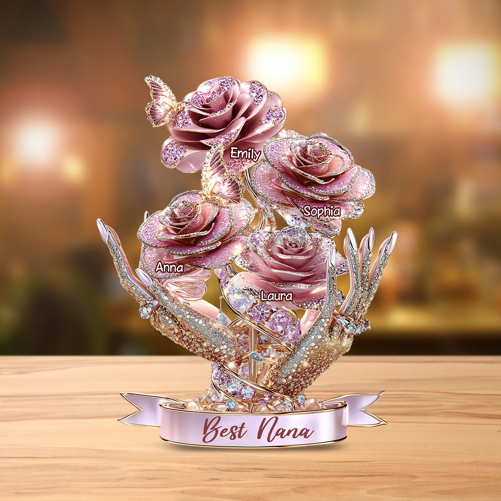 Beautiful Roses Gift For Mom, Grandma - Personalized Mother Custom Shaped Acrylic Plaque