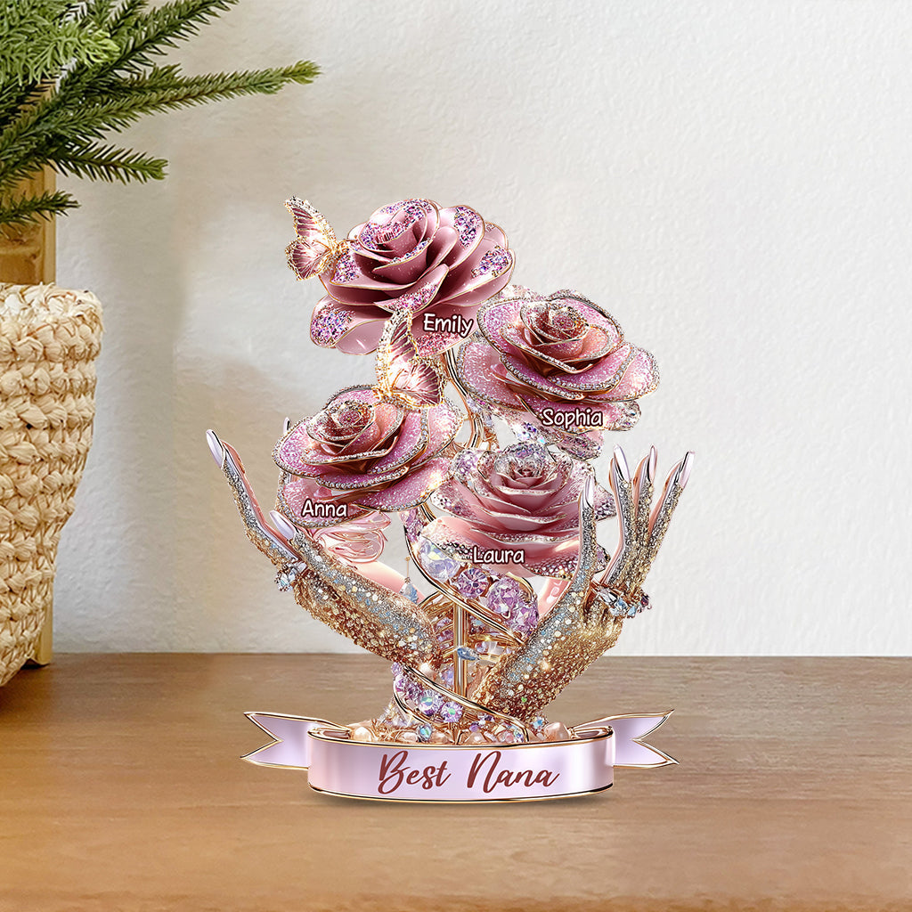 Beautiful Roses Gift For Mom, Grandma - Personalized Mother Custom Shaped Acrylic Plaque