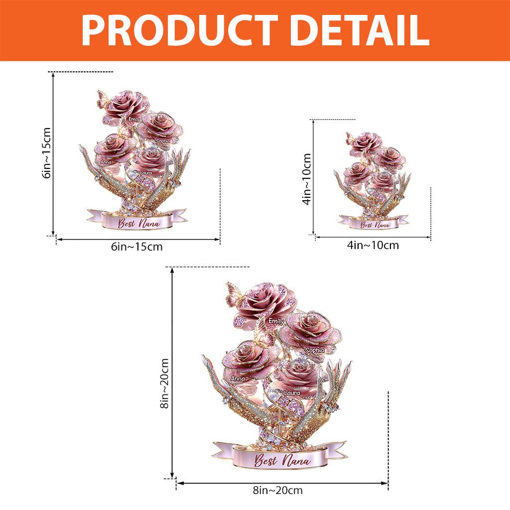 Beautiful Roses Gift For Mom, Grandma - Personalized Mother Custom Shaped Acrylic Plaque