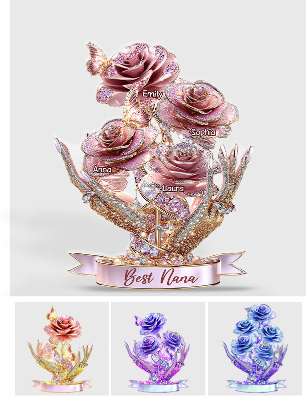 Beautiful Roses Gift For Mom, Grandma - Personalized Mother Custom Shaped Acrylic Plaque