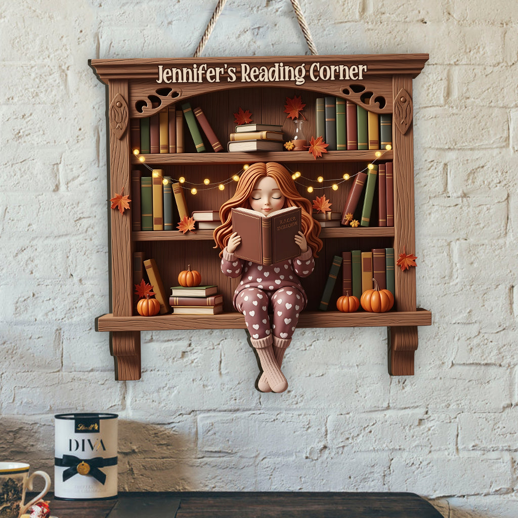 Reading Corner - Personalized Book Custom Shaped Wood Sign