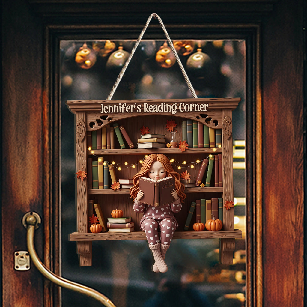 Reading Corner - Personalized Book Custom Shaped Wood Sign