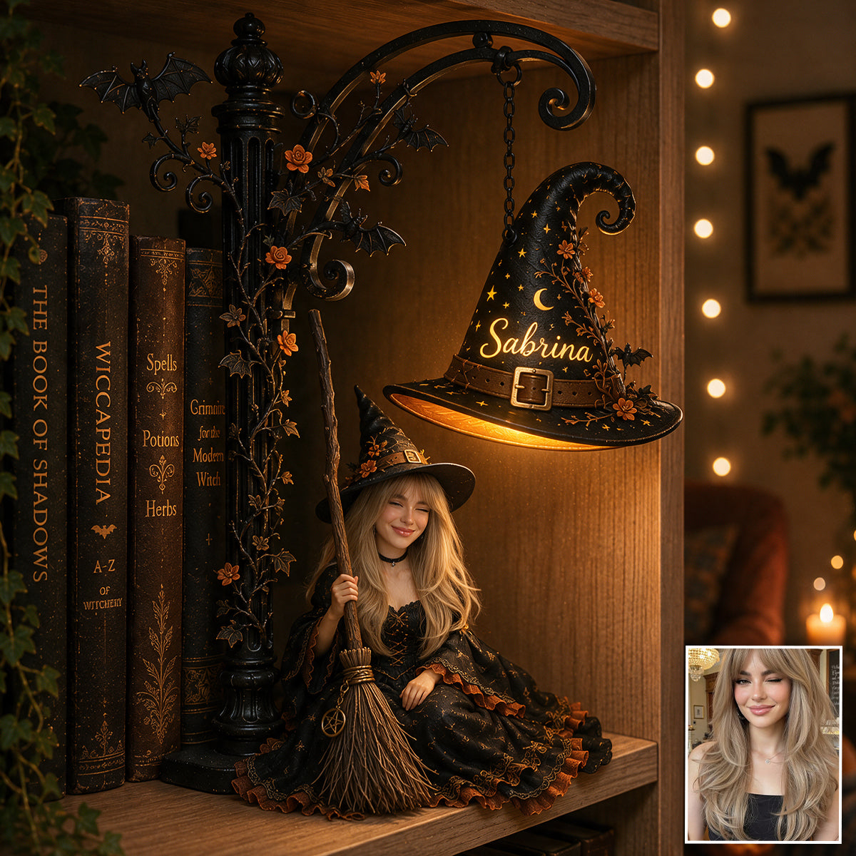 Be A Witch - Personalized Witch Bookshelf Lamp