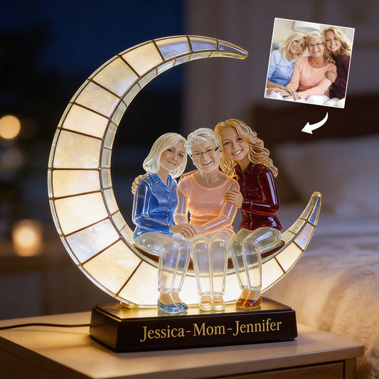 Crescent Moon Lamp - I Love You - Personalized Mother Acrylic LED Night Light