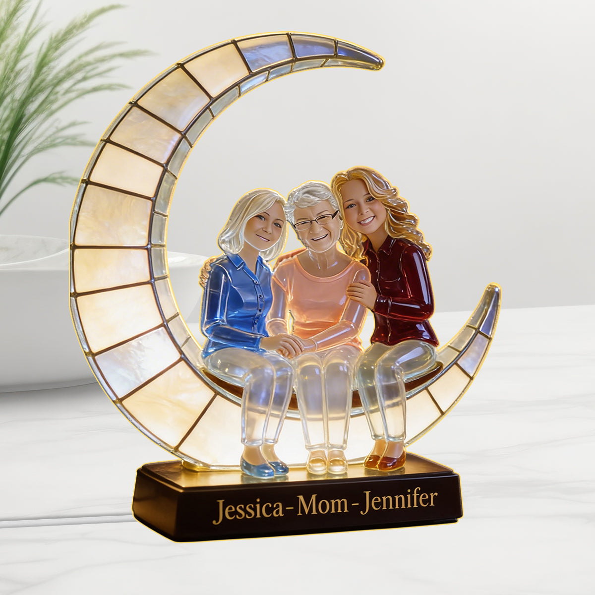 Crescent Moon Lamp - I Love You - Personalized Mother Acrylic LED Night Light