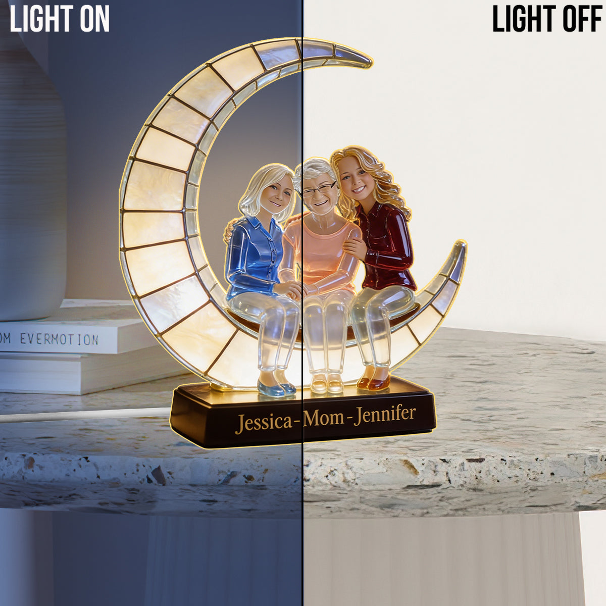 Crescent Moon Lamp - I Love You - Personalized Mother Acrylic LED Night Light