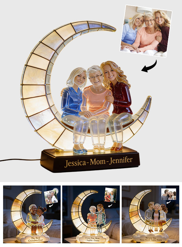 Crescent Moon Lamp - I Love You - Personalized Mother Acrylic LED Night Light