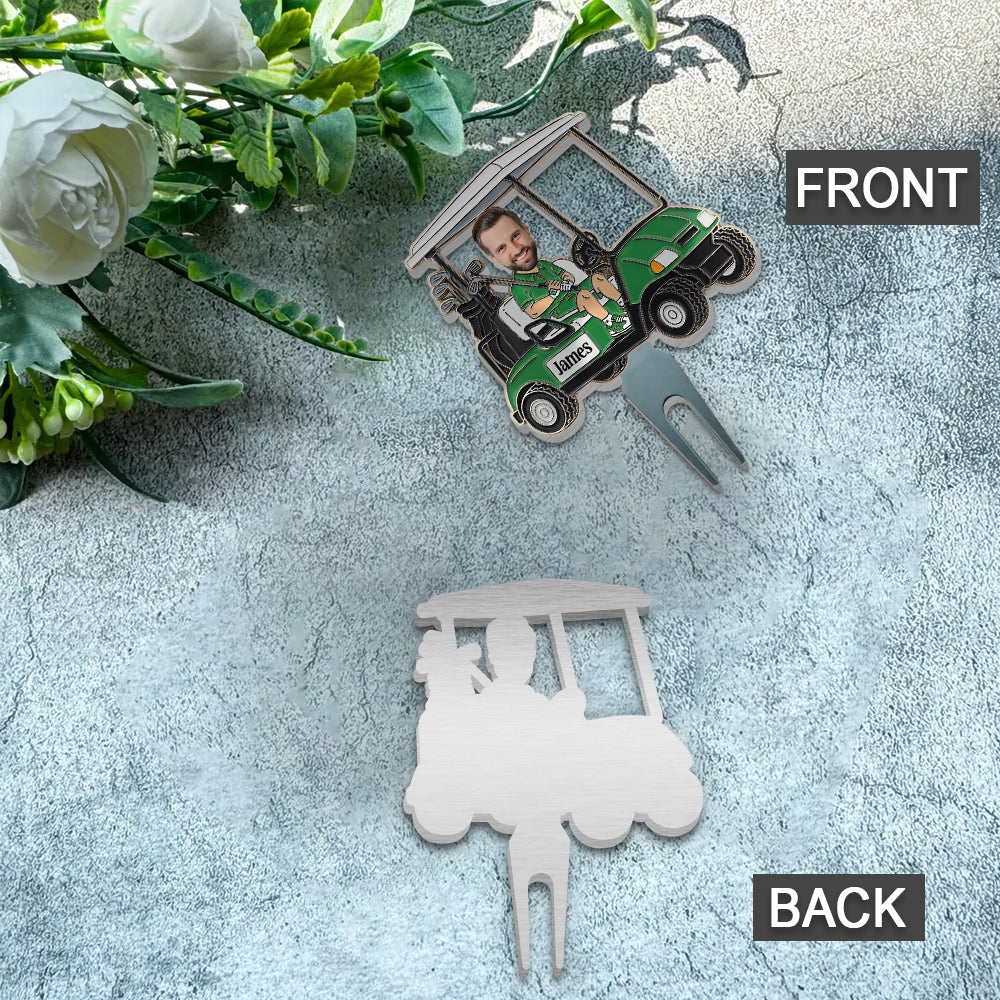 Funny Caricature Gift For Golf Lover - Personalized Golf Ball Marker