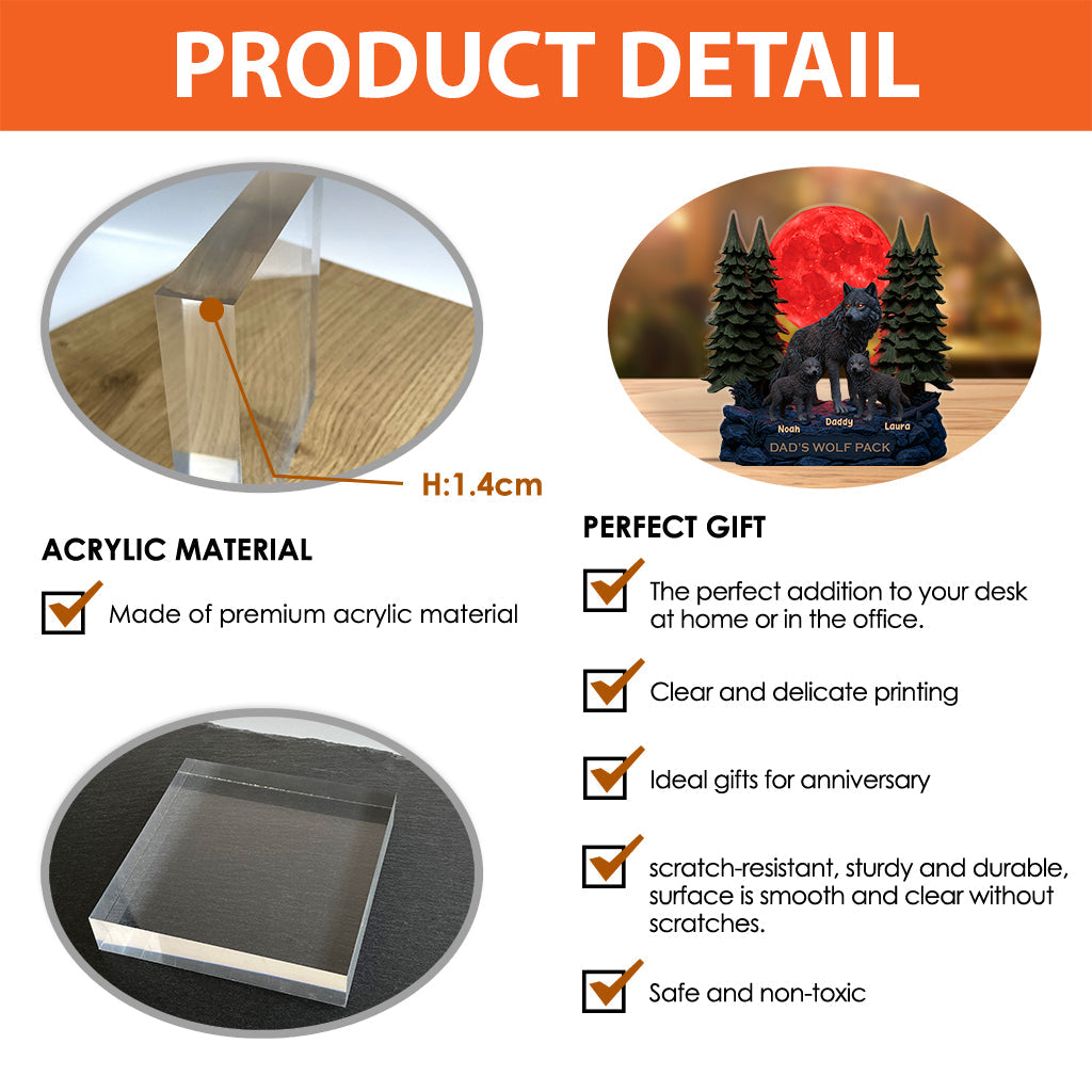 My Woft Pack Gift For Dad, Grandpa - Personalized Father Custom Shaped Acrylic Plaque