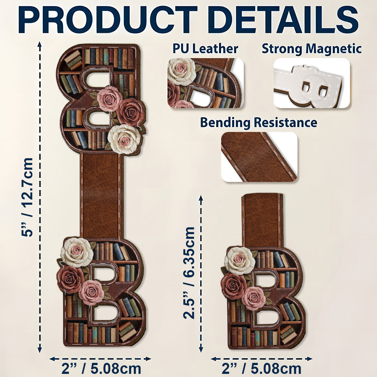 Initial Name Letter Perfect Gift For Book Lovers - Personalized Book Shaped Magnetic Bookmark