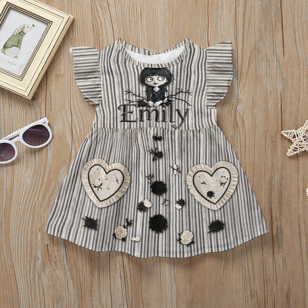 Special Halloween Theme Dress For Girls/ Daughters/ Granddaughterers... - Personalized Kid Kid Ruffle Sleeve Dress