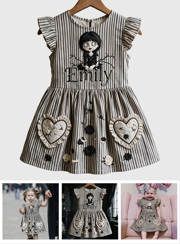 Special Halloween Theme Dress For Girls/ Daughters/ Granddaughterers... - Personalized Kid Kid Ruffle Sleeve Dress